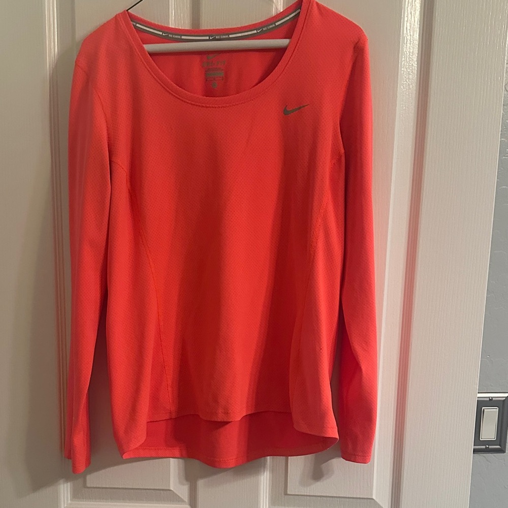 Nike Dri-Fit Women's Bright Orange Long Sleeve Tee Medium